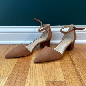 Crown Vintage Tan Suede Block Heel Women's Shoes